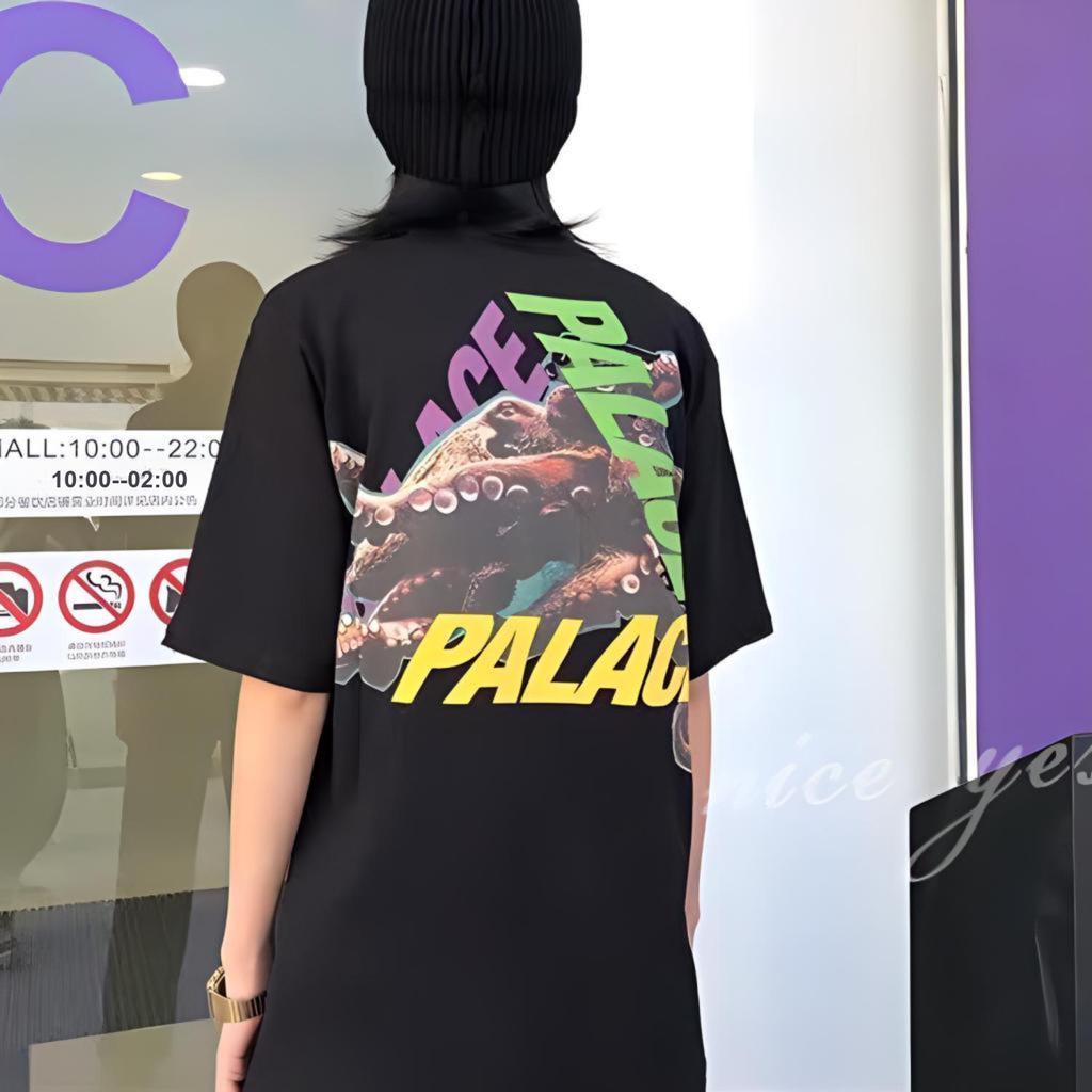Palace Octopus Back Print Logo Short Sleeve T-Shirt Unisex Tops Black P18fw066