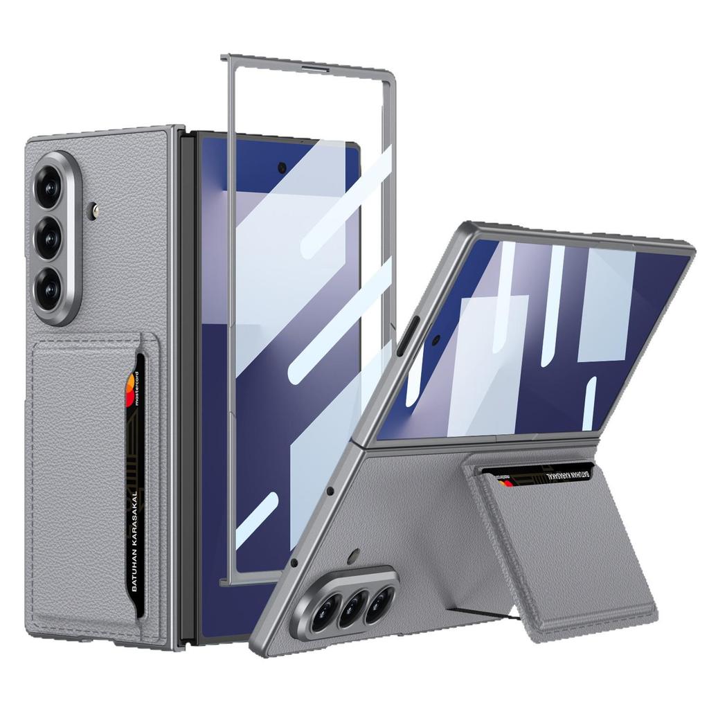 Samsung Z Fold7 Ultra-Thin Leather Phone Case with Card Holder & Stand