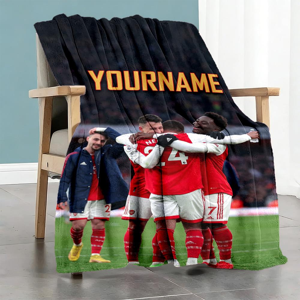Arsenal Personalized Text Blanket Cozy Personalized Blanket Comfortable for Livingroom Office Couch Chair Four Seasons Multipurpose