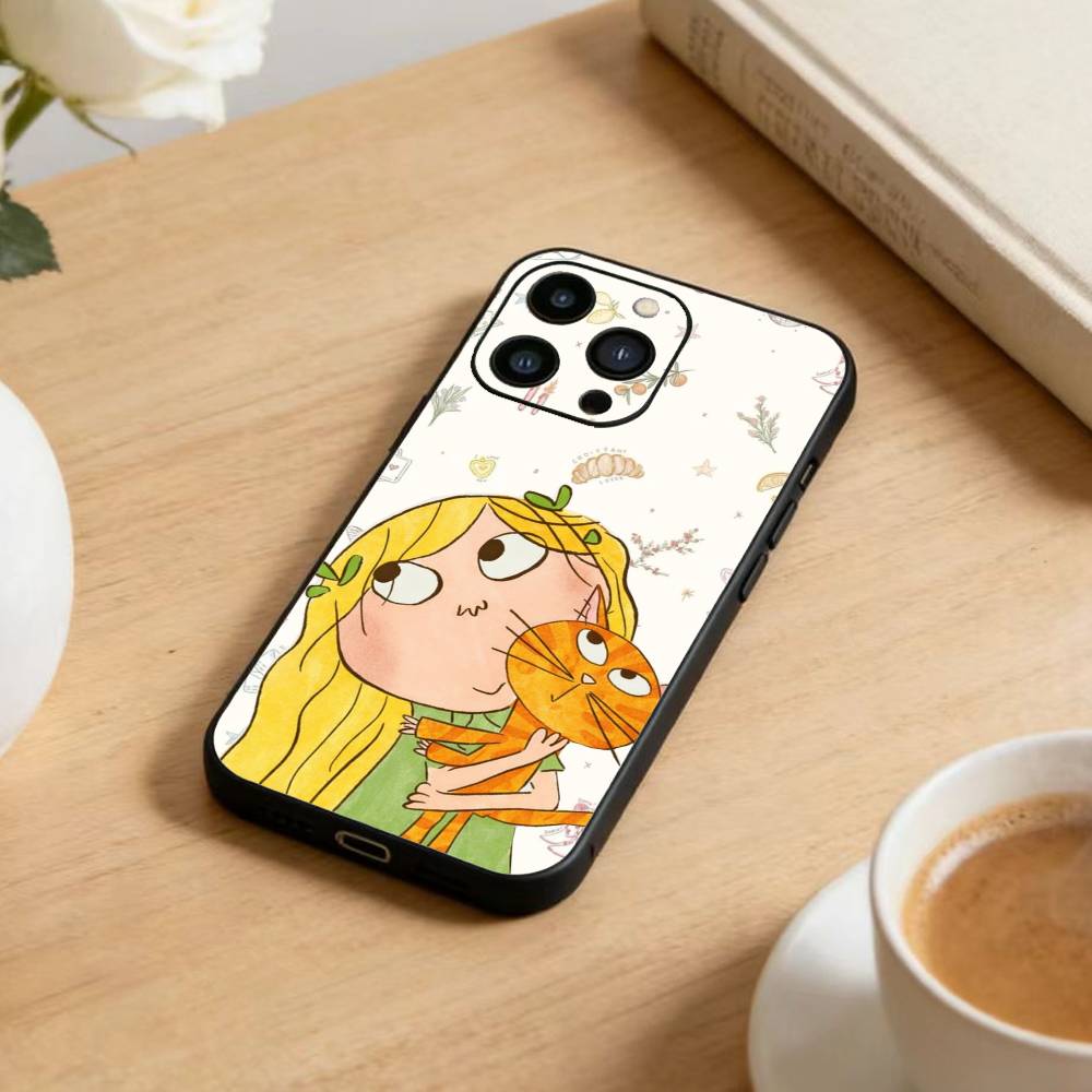 Charlie and Lola Cartoon Phone Case For iPhone 17 16 15 14 13 12 Max Plus Silicone Black Cover