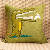 Cotton and Linen Cartoon Towel Embroidered Pillow Case Animal Pattern Children's Room Decorative Cushion Bedside Pillow