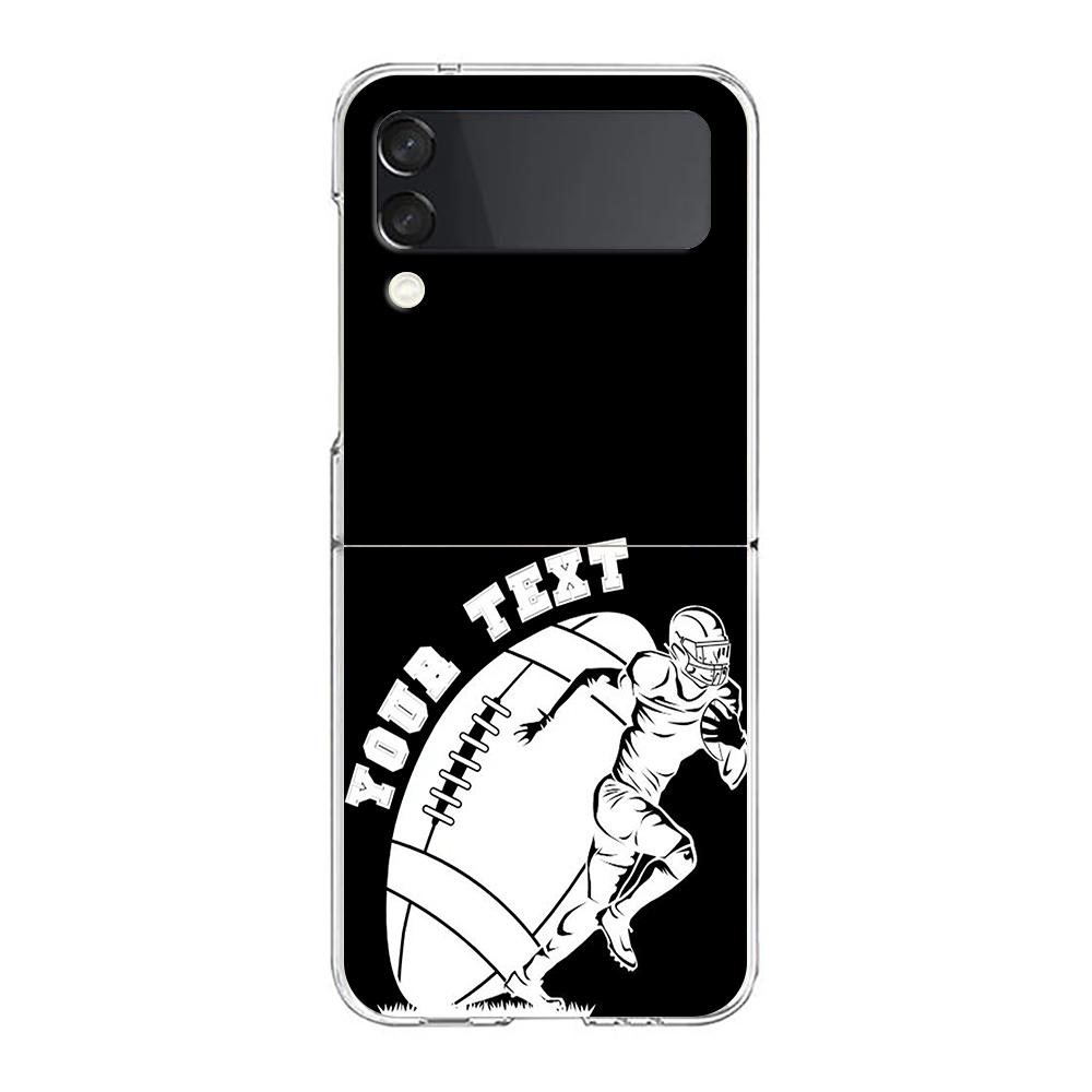 Phone Case For Samsung Galaxy Z Flip 3 4 5 Hard Folding Clear PC Bumper Rugby Ball For Samsung Z Flip 6 Cover