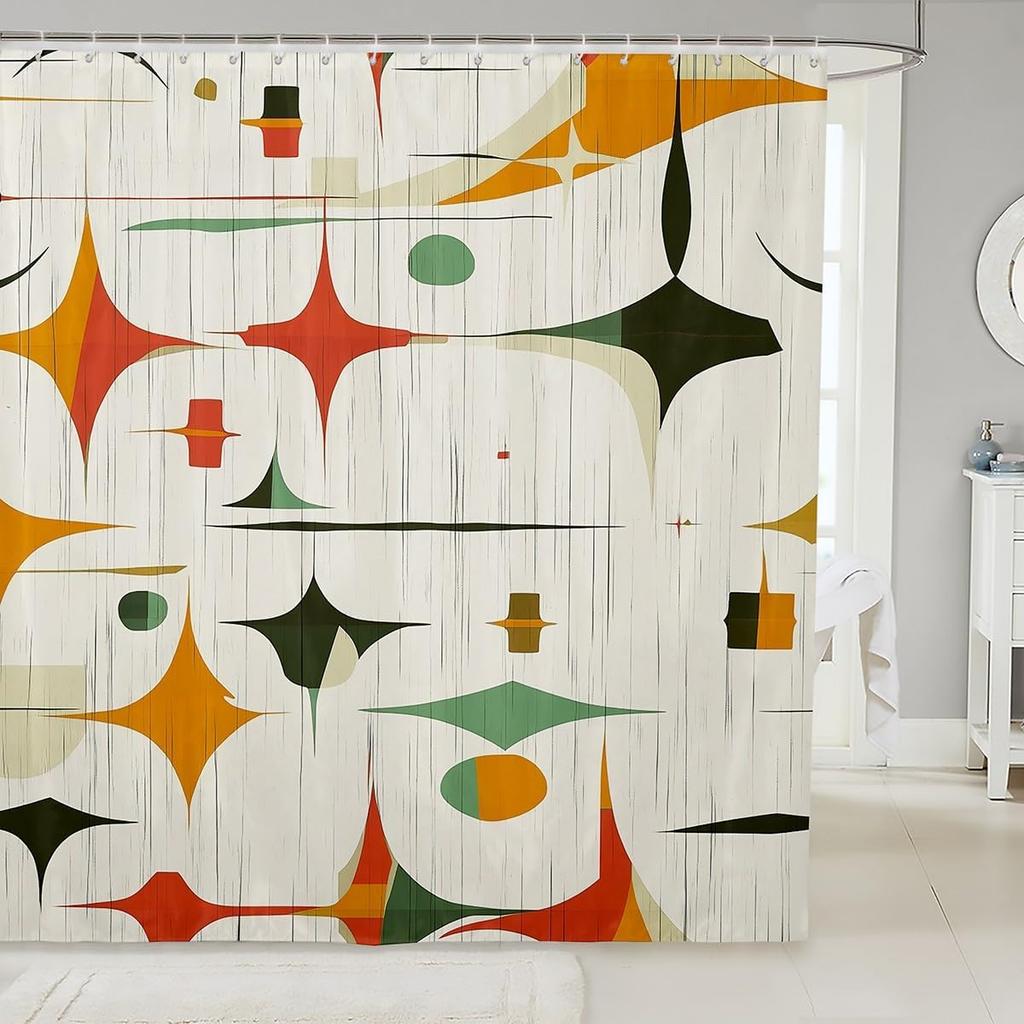 Circle Boho Geometric Shower Curtain Rainbow Colorful Aesthetic Bathroom Accessories Bohemian Exotic Ethnic Abstract Adults