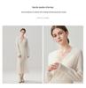 Women's Cashmere V-Neck Ribbed Waist Long Dress - Autumn/Winter Collection