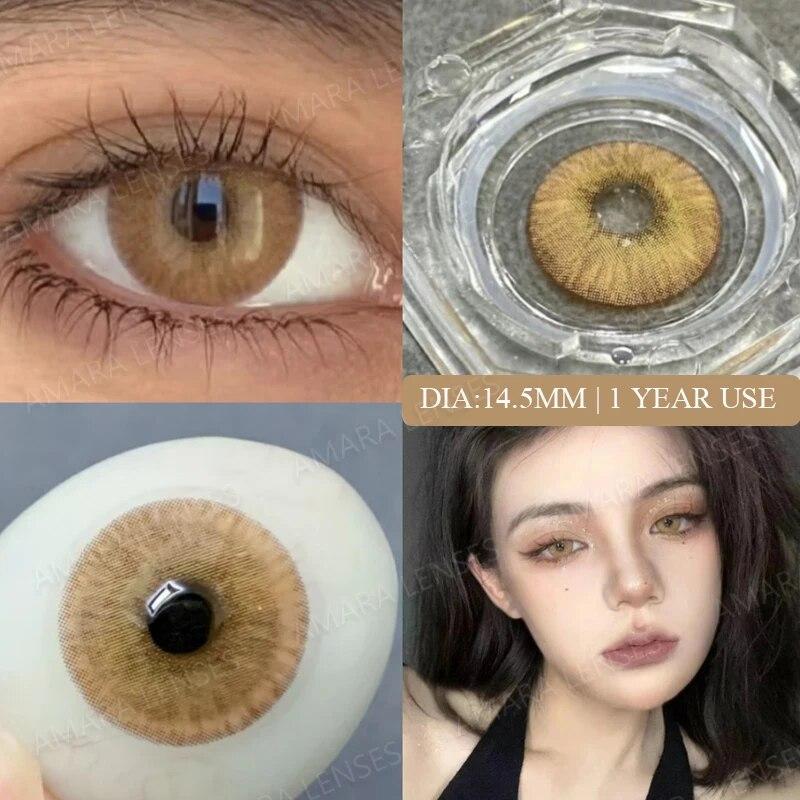 AMARA kék színű kontaktlencsék Natural Look Zöld szemlencsék Szürke kontaktlencsék Beauty Pupil Eye Kozmetika Éves használat