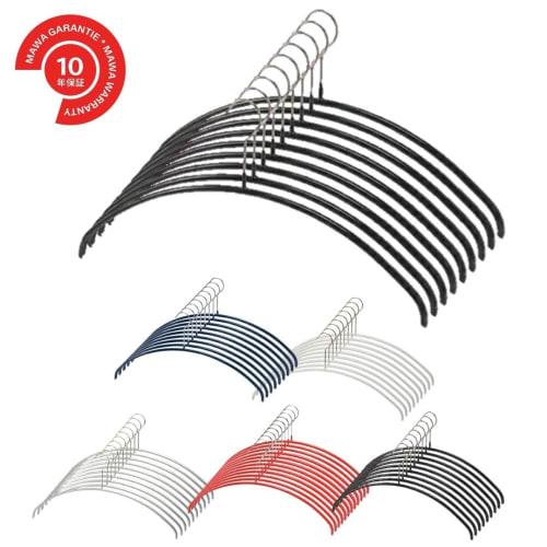 MAWA German Non-Slip Hangers, Economical, 46 Pieces, Set of 10, Black, 10-Year Warranty