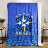 Brazil Themed Blue Designed Flannel Blanket for Bedroom, Living Room, Sofa, and Nap