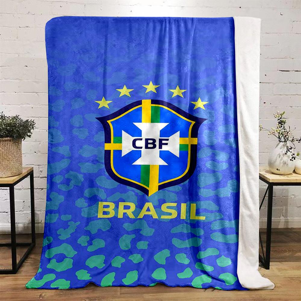 Brazil Themed Blue Designed Flannel Blanket for Bedroom, Living Room, Sofa, and Nap