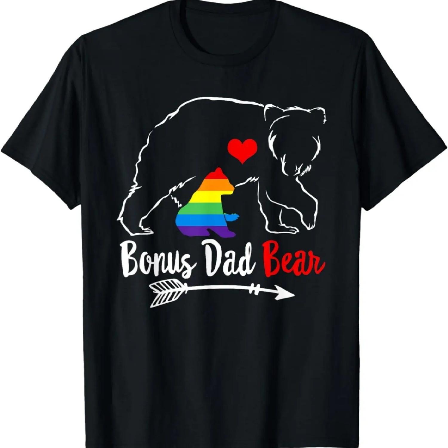 Bonus Dad Bear Proud Dad Ally LGBTQ Rainbow Flag Fathers Day T-Shirt XXXXXL разноцветный
