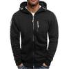 Men Fall Winter Hoodie Loose Zip-up Long Sleeves Zipper Pockets Hooded Cardigan Thin Pure Color Daily