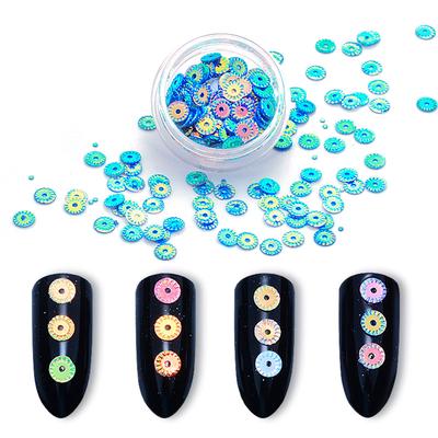 Farebné okrúhle kolieska Paillettes Holografické flitre s trblietavými púdrom DIY manikúra Dekor nail art
