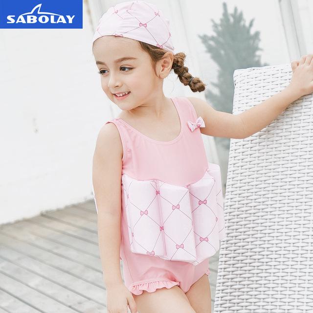 Toddler Baby Buoyancy Swimsuit Boy Girl Sleeveless Striped Dolphin Print Swim Wear Bathing Suit