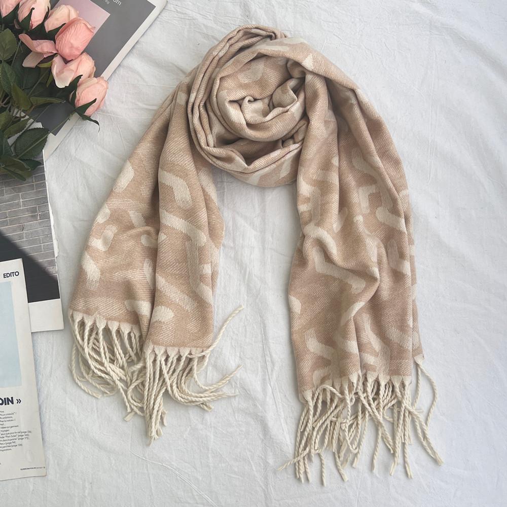 High end Imitation Cashmere Scarf for Women Autumn and Winter Irregular Striped Warm Shawl with Fringed Long Scarf