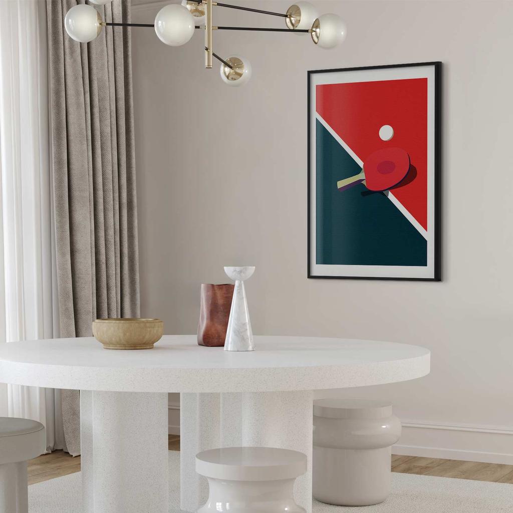 Poster - Table Tennis - Ball and Racket On the Table