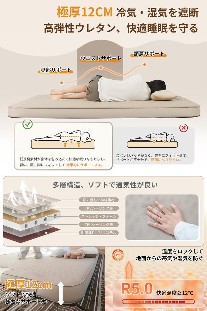 Naturehike Official Inflator Mat Air Mat Electric Pump Resilience Patented Air 45S Storage Thick 12cm Thermal Camping Mat Quiet Comfortable TPU