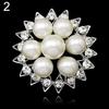 Faux Pearl Flower Brooch Collar Pin Rhinestone Crystal Bridal Jewelry Present