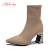 Fashion Aphixta Metal Blade Heels Socks Boots Women Stretch Fabric Elastic Stilettos Heel Pointed Toe Ankle Boots Shoes Woman Boats