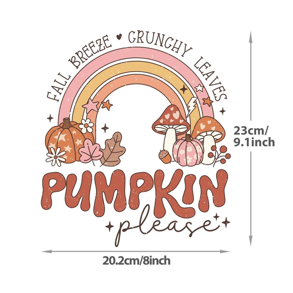 Herbstkürbis-Patches auf Kleidungsstoff, Thermopresse, DIY-Kleidungsstück, Wärmeübertragung, waschbar, neue Buchstaben, Aufkleber, Patch