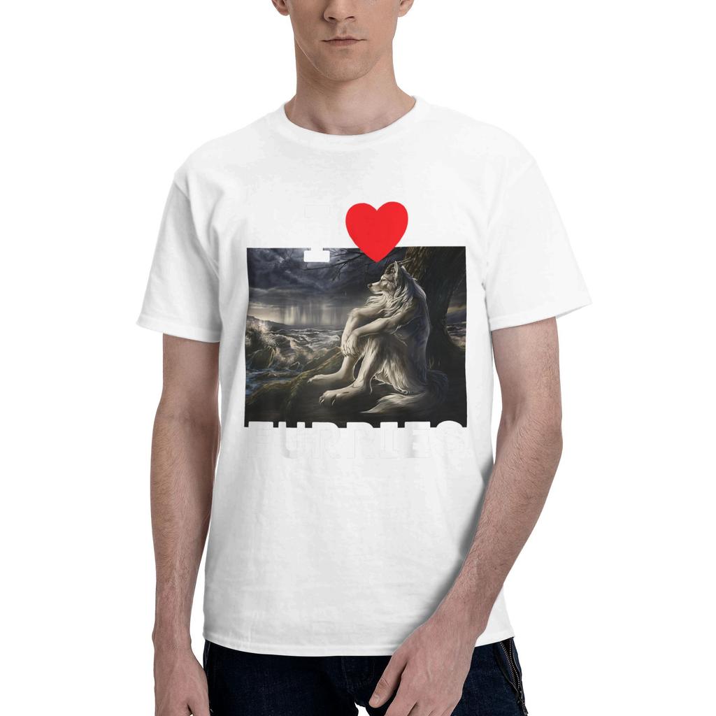 I Heart Furries Funny Cringe Furry Alpha Werewolf Wolf Meme T Shirt For Men Summer T-Shirts Comfortable Tee Shirt Big Size Tops