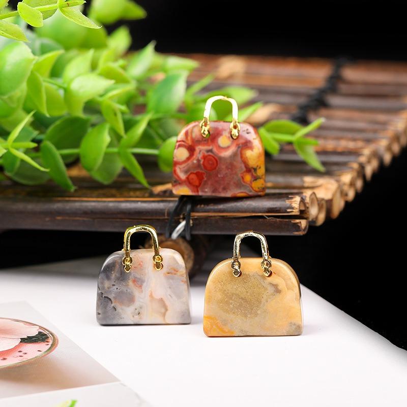 1 Pcs Natural Stone Crystal Apple Ornament, Jade Crystal Mini Handbag Ornament, Home Living Room Decoration, Christmas Eve Birthday Gift