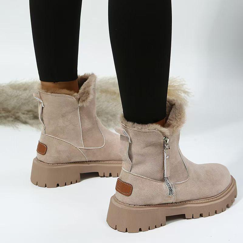 Snow Boots Women's Autumn and Winter 2025 New Velvet Thickened Warm Cotton Shoes Non-slip Thick-soled Suede Matte Short Boots