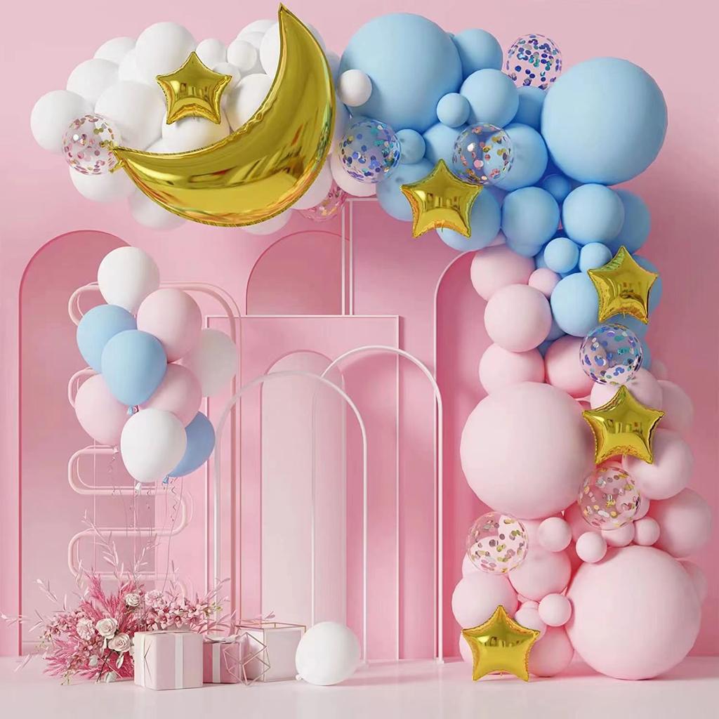 Blue Gold Balloon Wreath Arch Set Blue Balloon Boy Birthday Line Decoration Balloon Chain Set