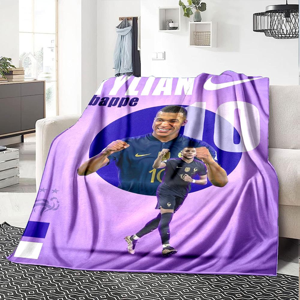 Star Player Kylian Mbappé Blanket Soft Warm Cozy Great for Livingroom Chair Bedding Four Seasons Multipurpose Stylish Decor