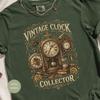 Vintage Clock Collector T-Shirt, Steampunk Horology Antique Watch Tee, Timepiece Enthusiast Gift for Dad, Retro Style