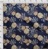 oneOone Cotton Flex Dark Blue Fabric Floral With Lines Diy Clothing Quilting Fabric Print Fabric By Yard 40 Inch