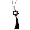 Wood hollow flower fringed necklace retro ethnic style long sweater chain 1111 new niche design items