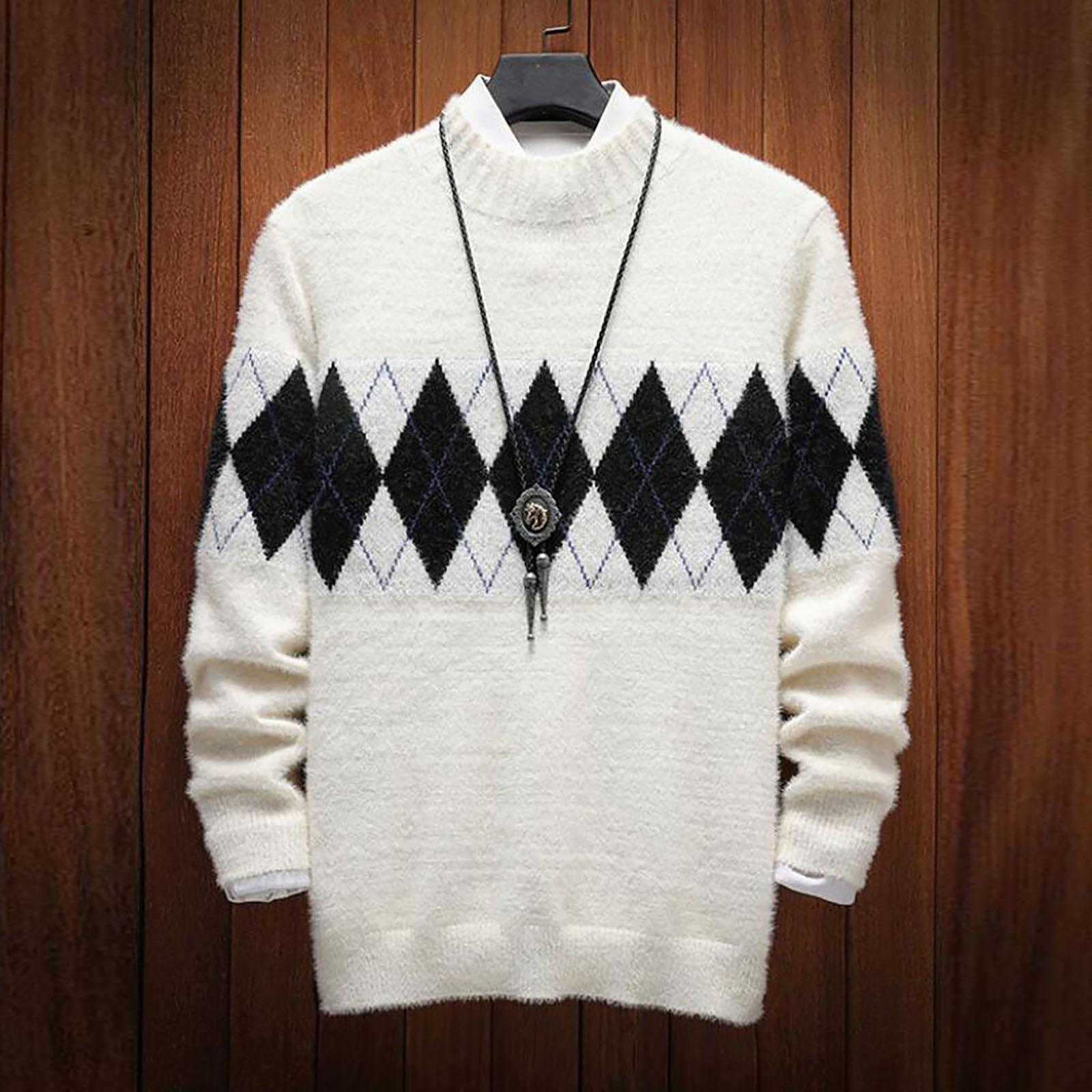 

Men s Winter Casual Slim Long Sleeve Knitting Sweater TOP Blouse XXXL білий
