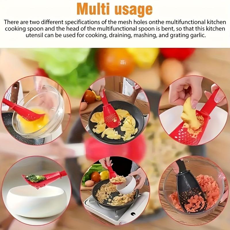 1PC Kitchen Multifunctional Grinding and Cooking Spoons, Pounding and Draining Sieve Protein Separation Spoon Kitchen Items