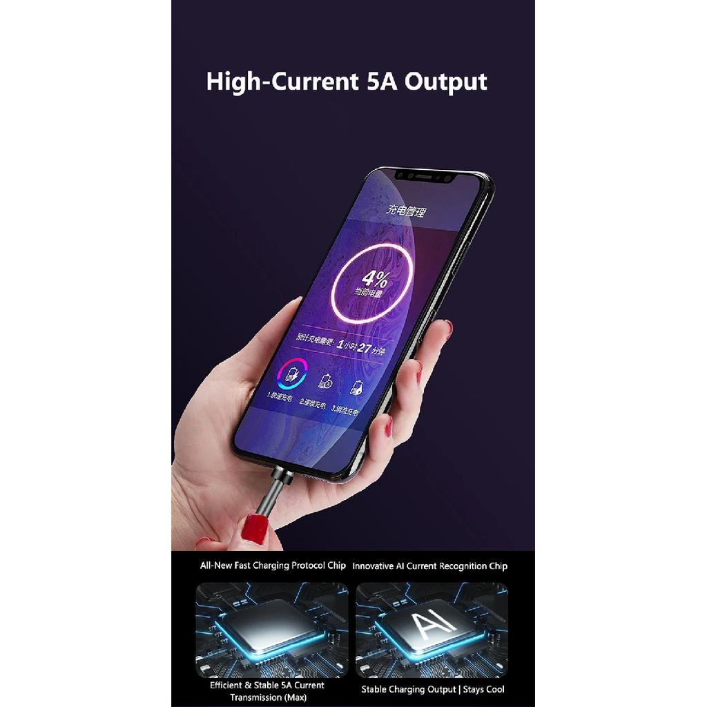 Data Cable Rotating Magnetic Type C Cable 5A Super Fast Charging Magnet USB-C Charger Data Cord For iPhone Samsung Xiaomi