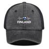 Finland Spirit Adjustable Baseball Cap Heartbeat Love Snapback Cap Breathable Hip Hop Snapback Sun Hat One Size Fits All