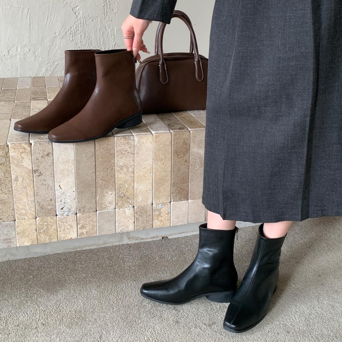 

2025 autumn new round head low tube thin Chelsea rear zipper Martin women s short boots 39 кофейный