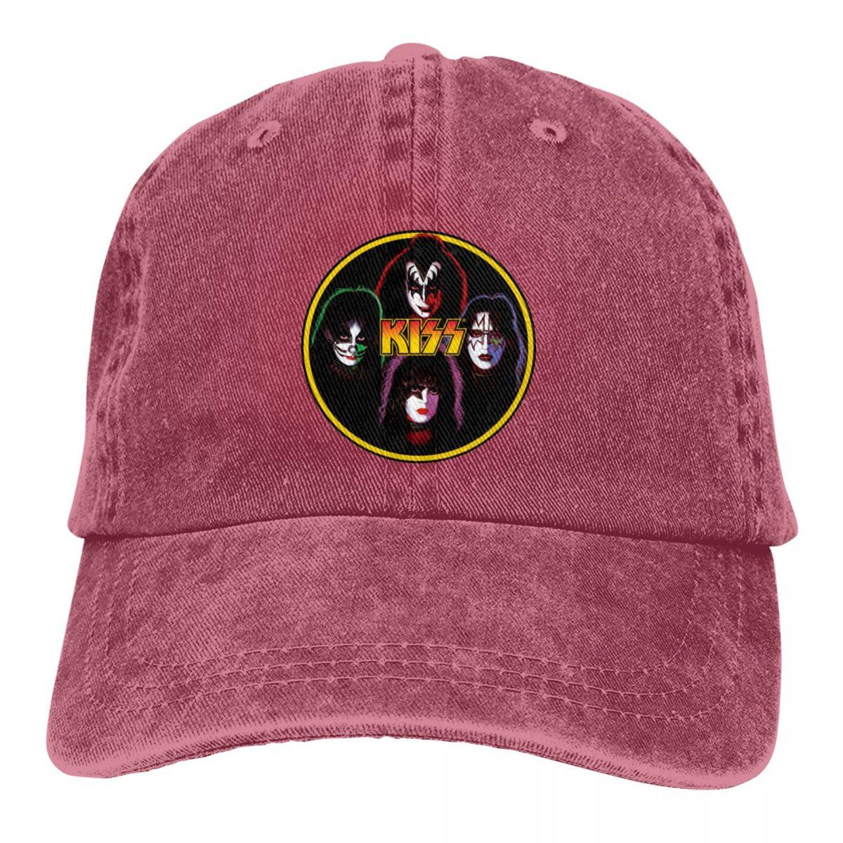 

Бейсболки Vintage Kiss Band Rock Stars Бейсболки унісекс, джинсові кепки з розбитою тканиною, на відкритому повітрі, всесезонні, туристичні регульовані кепки, капелюх One Size