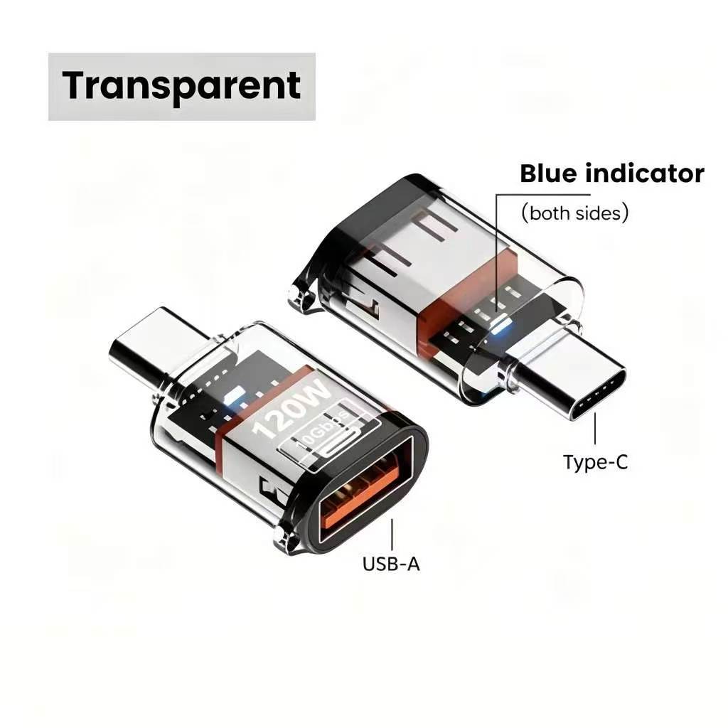 USB 3.2 to Type C Adapter OTG Fast Charging 120W 10GB High Speed Data Audio Transfer For iPhone 17 16 15 PC Tablet Xiaomi Huawei USB C Converter