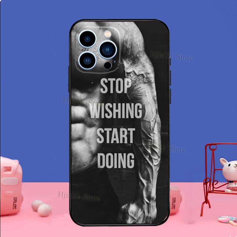 Gym Fitness Bodybuilding Phone Case For iPhone 16 15 12 13 Mini 11 14 Pro XS Max Plus X XR Silicone Cover