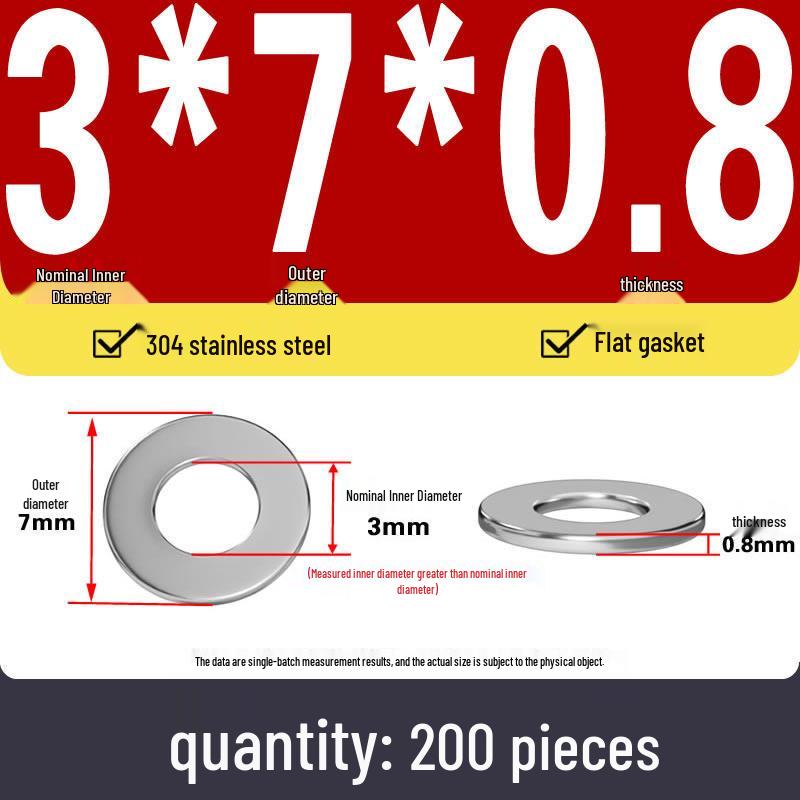 Plochá podložka z nerezové oceli 304 pro nastavení vůle hřídele (0,1/0,2/0,3 mm)