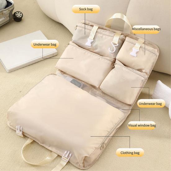 Clothes Storage Bag Suitcase Organizer Bag Large Capacity Multiple Compartments Dustproof Hanging Foldable Luggage Organizer Bag