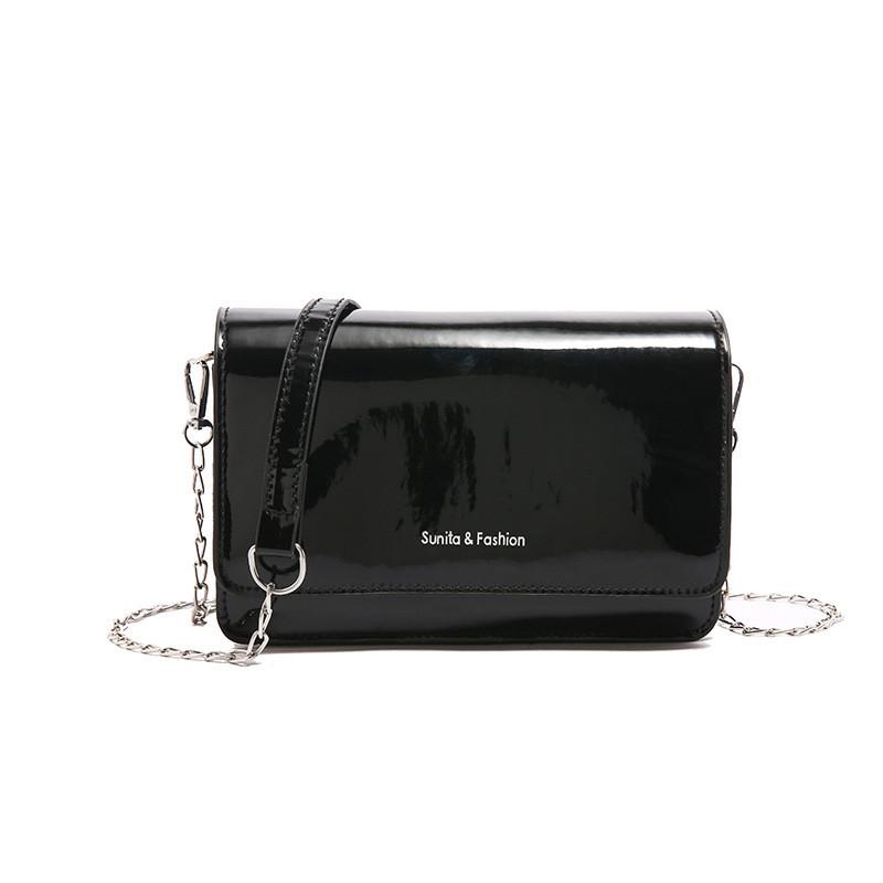 Trendy Chic Crossbody Bag Stylish Casual Square Design For Everyday Use In Black And Silver