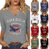 Women's Casual V Neck Top America 250 Anniversary Print 1776 2026 Commemorative Pullover Shirt Long Sleeve Fashion Tee