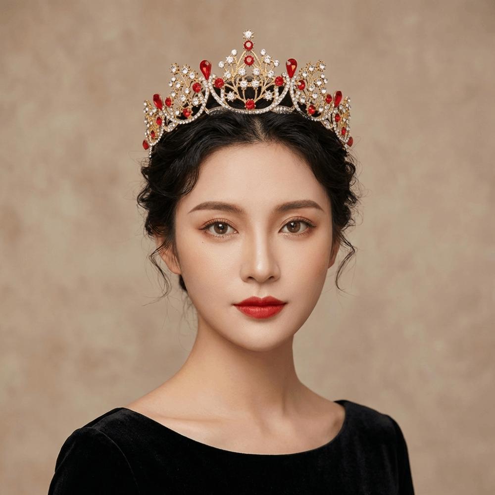 Metal Princess Tiara Gold Rhinestone Crown Luxury Baroque Crown Dress Accessories
