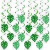 32 Pcs Hawaiian Luau Party Palm Leaves Swirl Decorations Hanging Ceiling Green Decoration Tropical Party for Summer Baby Shower Birthday Supplies