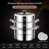 Visible Lid 316L Stainless Steel Steamer Pot with Extra Thick Anti-scalding Design and Double Three-Layer Steaming Basket