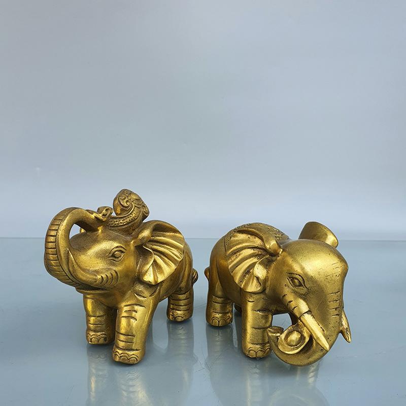 Exquisitely crafted brass elephant ornaments, symbolizing fortune and wealth, water-absorbing auspicious elephants, home decor c