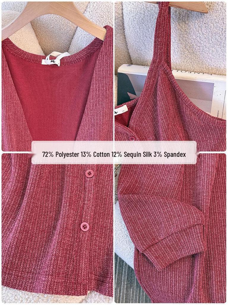 Damen Strickcardigan & Top Set in Übergröße: Temperamentvolle Freizeitkleidung für Frühling/Herbst (130-350 Pfund)