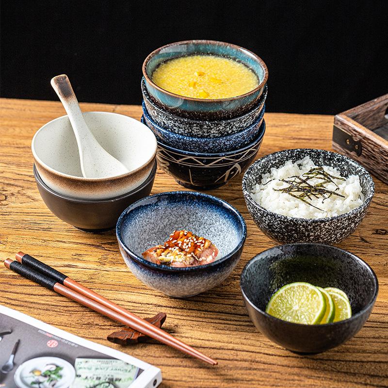 4.5-inch 300ML Ceramic Rice Bowl Household Tableware(Without Chopsticks and Spoons)