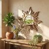 Mushroom House Wood Wall Mount Flower Shelf Mirror Hanging Plant Panel  Balcony Decor