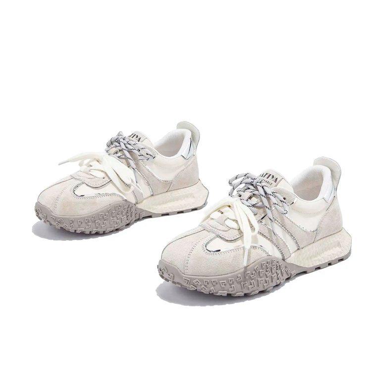 

Трендовые кроссовки на толстой подошве в немецком стиле: Женские повседневные спортивные кроссовки с низким верхом, коллекция весна/лето 2025 39 светло-серый